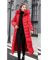 Hildegard | Damen Winterjacke mit Kapuze, Langer Stepp Parka im Modernen Design und Reißverschluss in Rot