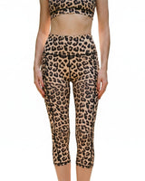 Hochtaillierte Damen Capri-Leggings mit Muster in Gelb