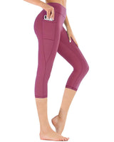 Hochtaillierte Damen Capri-Leggings mit Tasche in Rosa