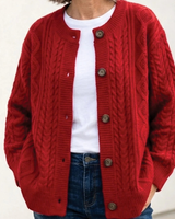 Ikra | Damen Strickjacke mit muster, Knöpfen in Rot