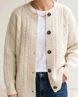 Ikra | Damen Strickjacke mit muster, Knöpfen in Beige