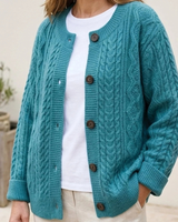 Ikra | Damen Strickjacke mit muster, Knöpfen in Blau
