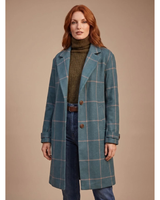 Ikra | Damen Winterjacke in Grün mit Karomuster und Revers in Dunkelgrün