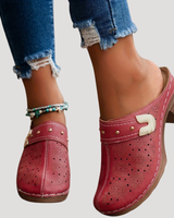 Ilka | Damen Slip-On Clogs mit Blockabsatz in Rot
