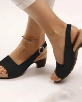 Ilvana | Damen Slingback Sandalette mit Blockabsatz in Schwarz