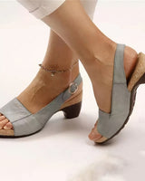 Ilvana | Damen Slingback Sandalette mit Blockabsatz in Grau