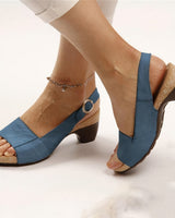 Ilvana | Damen Slingback Sandalette mit Blockabsatz in Blau