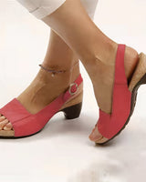 Ilvana | Damen Slingback Sandalette mit Blockabsatz in Rot
