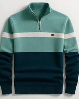 ELSTON HERITAGE PULLOVER MIT VIERTELZIP in Grün Marineblau