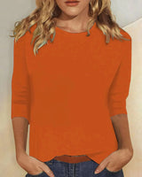 Isabelle | Rundhals Dreiviertelarm Top in Orange