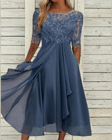 Lieselotte | Damen Festliches Abendkleid Hochzeitsgesellschaft – Festkleid Hochzeit 2026 in Blau