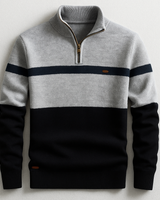 ELSTON HERITAGE PULLOVER MIT VIERTELZIP in Grau Marineblau