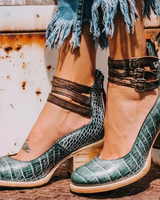 Serelia - Elegante Stiefeletten in Grüne Schlange