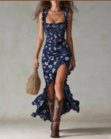 Nadjia – Luftiges Boho-Maxikleid in Blau
