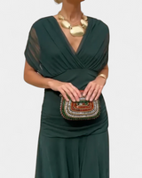 Lordanka – Langes Kleid Mit V-Ausschnitt Und Blumen Muster in Grün