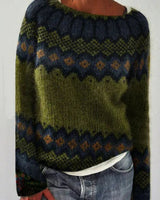 Dorothea | Damen Strickpullover mit Rundhalsausschnitt für den Alltag in Grün