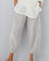 Damen lässige weite Hose mit Taschen in Hellgrau