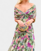 Tamsyn - Florales Maxikleid mit weicher Haptik in Grün und Lila