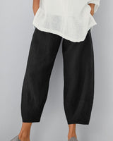 Damen lässige weite Hose mit Taschen in Schwarz