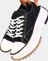 Gudrun | Damen Trendige Sneaker mit Rundspitze in Schwarz