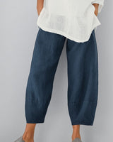 Damen lässige weite Hose mit Taschen in Marineblau