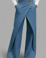 Hochtaillierte, lässige, cropped Wide-Leg Jeans für Frauen in Blau