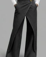 Hochtaillierte, lässige, cropped Wide-Leg Jeans für Frauen in Schwarz