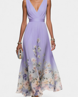 Saulina – Ärmelloses Maxikleid Mit Blumenmuster in Lila