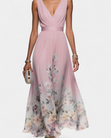 Saulina – Ärmelloses Maxikleid Mit Blumenmuster in Rosa