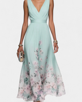 Saulina – Ärmelloses Maxikleid Mit Blumenmuster in Grün