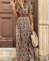 Justine | Lange Boho-Robe mit Gürtel in Braun
