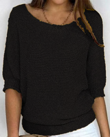 Fiora - Atmungsaktiver 3/4-Arm-Pullover in Schwarz