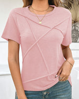 Damen T-Shirt aus Baumwolle mit Ziernähten im lässigen Stil - Laia in Rosa