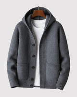 HIDEAKI | Luxuriöser Kapuzencardigan in Grau