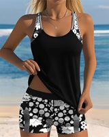 Annie - Stilvolles Tankini-Badeanzug-Set mit Print für Damen in Schwarz