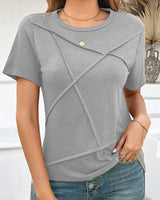 Damen T-Shirt aus Baumwolle mit Ziernähten im lässigen Stil - Laia in Grau