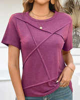 Damen T-Shirt aus Baumwolle mit Ziernähten im lässigen Stil - Laia in Lila