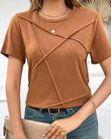 Damen T-Shirt aus Baumwolle mit Ziernähten im lässigen Stil - Laia in Orange