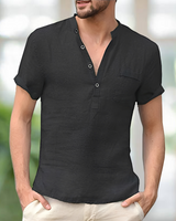 Korbin - Bequemes V-T-Shirt in Schwarz