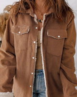 Gefütterte Damen-Cordjacke - Liora in Braun