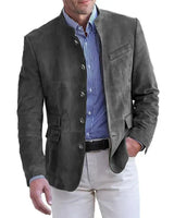 Tavrik - Soft-Touch-Stehkragen-Blazer in Grau