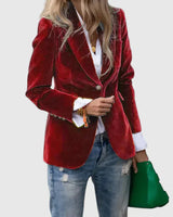 Dagmara – Einreihiger Samt Blazer in Rot