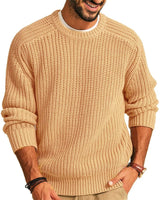 Herren Pullover mit Rundhalsausschnitt aus Grobstrick - Levik in Beige