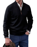 Jeremy - Moderner Herrenpullover mit Zipper in Black