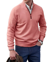 Jeremy - Moderner Herrenpullover mit Zipper in Pink