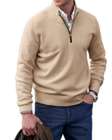 Jeremy - Moderner Herrenpullover mit Zipper in Khaki