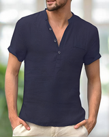 Korbin - Bequemes V-T-Shirt in Blau