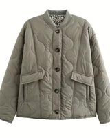 Damen elegante Jacke mit Leoparden Futter in Grün