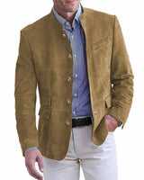 Tavrik - Soft-Touch-Stehkragen-Blazer in Khaki