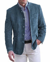 Tavrik - Soft-Touch-Stehkragen-Blazer in Marineblau